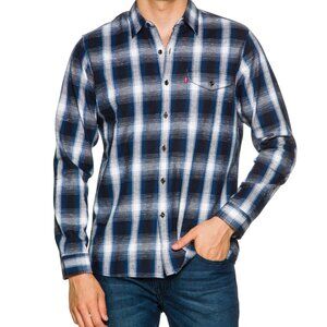 LEVI’S Blue & White Plaid Long-Sleeve Shirt M
